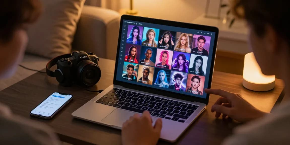 Engaging in ai 18+ chat with character avatars on a cozy digital workspace, showcasing interactive technology and intimate atmosphere.