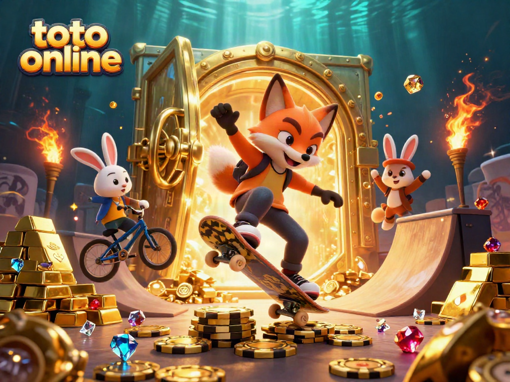 Experience the thrill of toto online as a skateboarder fox and BMX rabbit thrive in a dynamic casino world.