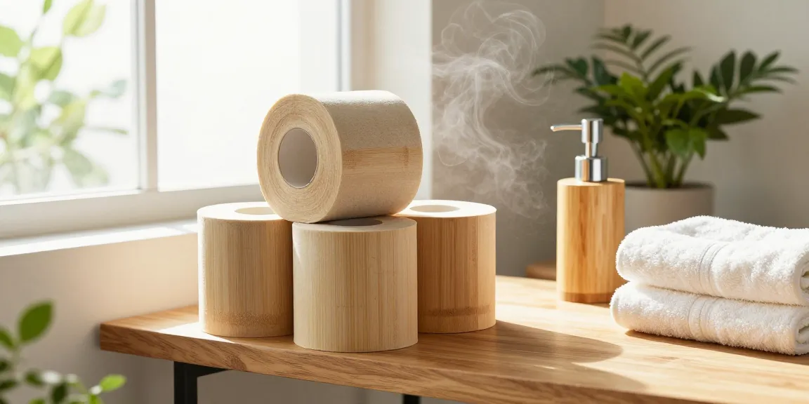 Bamboo Loo Rolls displayed in a serene eco-friendly bathroom setting with natural lighting.