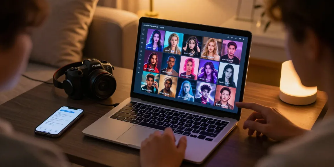 Engaging in ai 18+ chat with character avatars on a cozy digital workspace, showcasing interactive technology and intimate atmosphere.