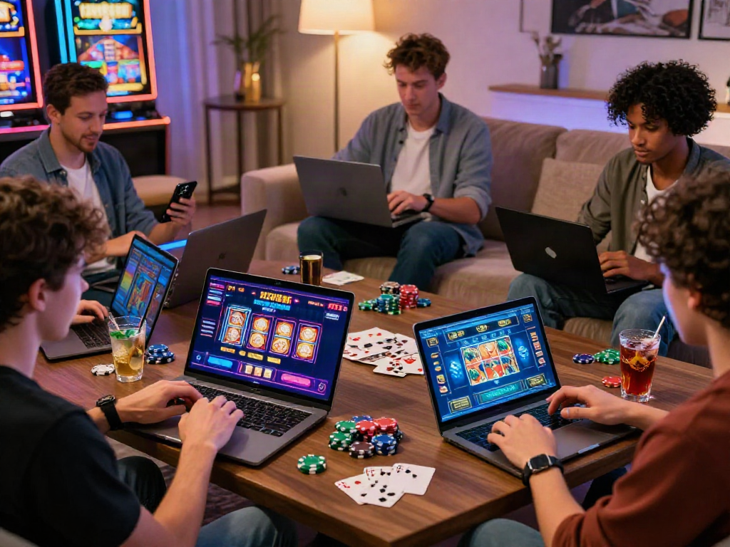 Engaging online casinos that accept credit card in a cozy living room setting with players enjoying games on various devices.