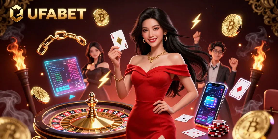 Experience exciting wins at UFABET with a stunning Asian casino illustration showcasing golden cards and luxurious atmosphere.