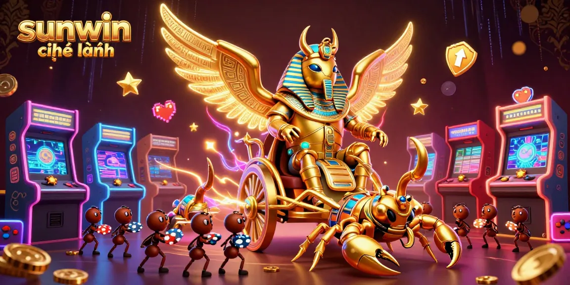 Experience gaming thrills at sunwin chính hãng with a dynamic 3D illustration of casino elements.
