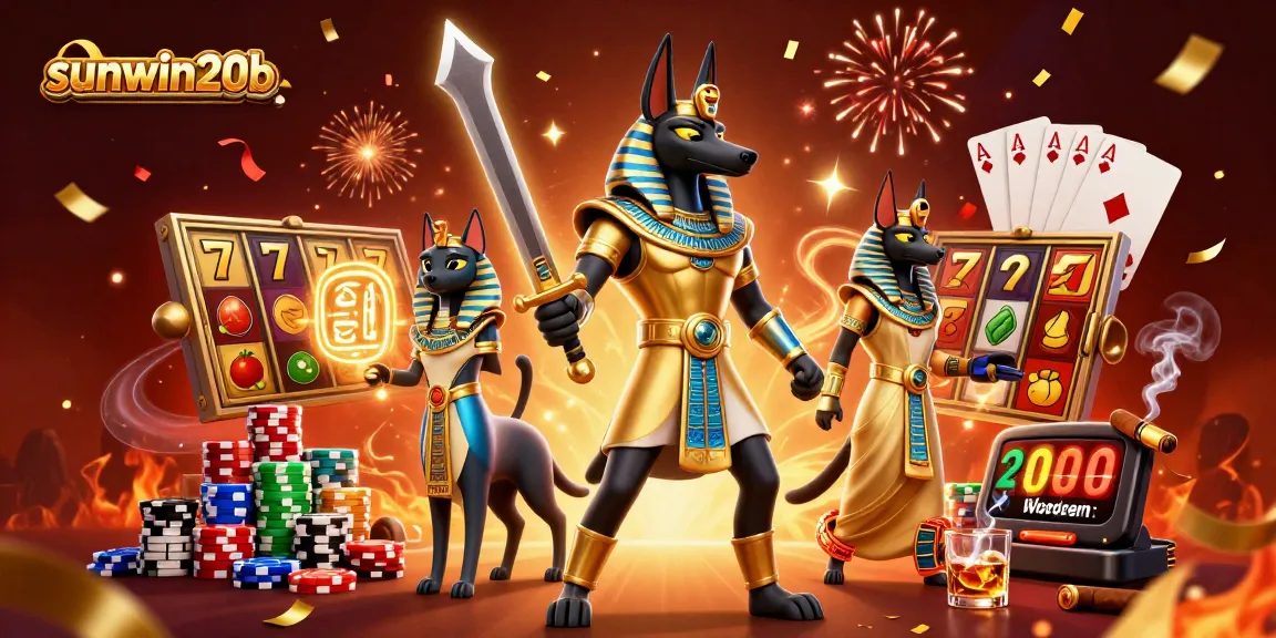 Experience thrilling gameplay at sunwin20b with ancient Egyptian characters and the excitement of slot machines.